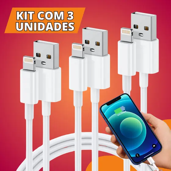 Kit Cabos Turbo Compatível Com Iphone Carregador Usb Usb-C 1 Metro - Escolha Seu Kit