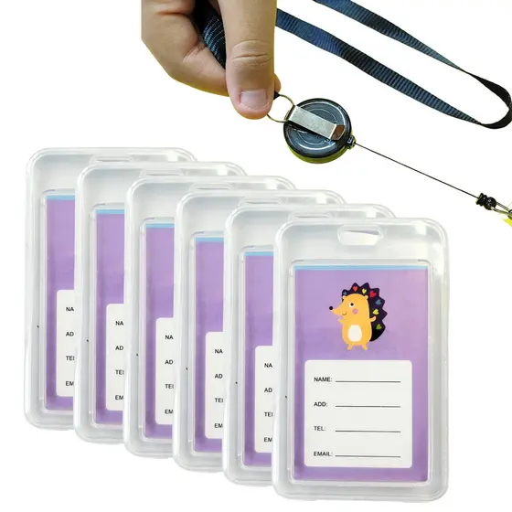 6 Un Cordão Com Porta Crachá Roller Clip Retrátil Suporte Plástico Cartão Bilhete Único