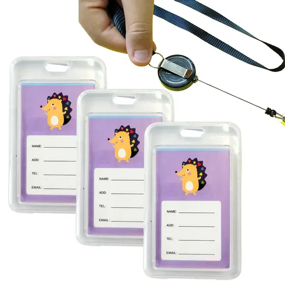 3 Un Cordão Com Porta Crachá Roller Clip Retrátil Suporte Plástico Cartão Bilhete Único