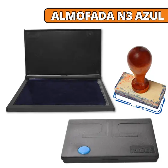 Almofada Carimbeira N3 Com Tinta Azul Para Carimbo De Madeira