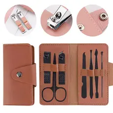Kit 7 Peças Completo Cortador De Unha Cutícula Pinça Tesoura Lixa Manicure Com Estojo