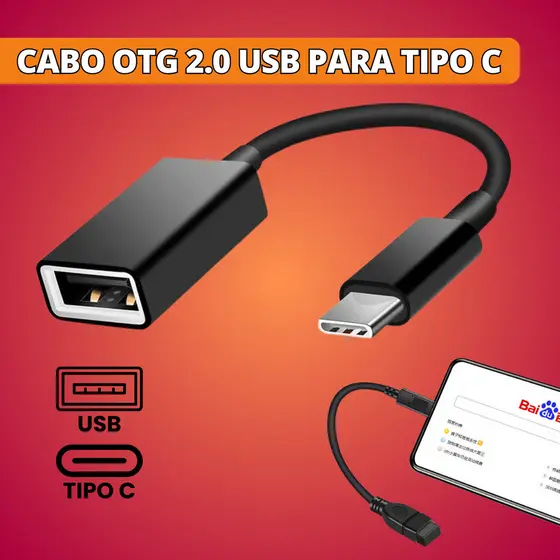 Adaptador Cabo Conector Otg Usb Fêmea 2.0 Para Usb Tipo C Macho