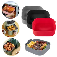 Forma De Silicone Air Fryer Assadeira Fritadeira Quadrada Antiaderente