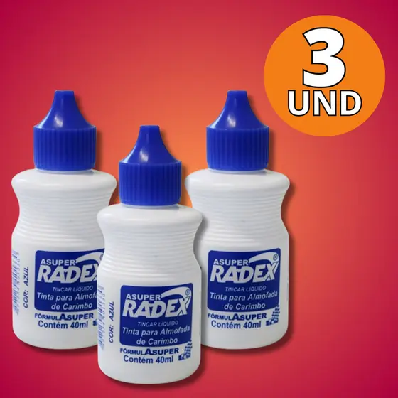 Kit 3 Tinta Azul Para Almofada De Carimbo Radex 40ml Refil