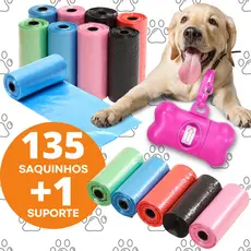 Kit Pet 09 Rolinhos Refil E 1 Suporte Cata Caca Coco Para Pet Saquinhos Higiênico