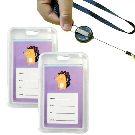 2 Un Cordão Com Porta Crachá Roller Clip Retrátil Suporte Plástico Cartão Bilhete Único