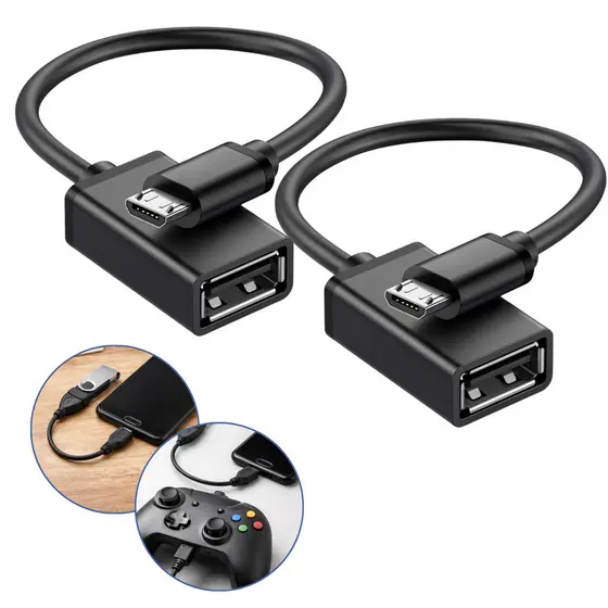 Kit 2 Cabo Otg Usb Tablet Celular Pendrive V8 Adaptador Conversor