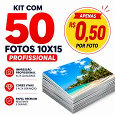 Pacote 50 Fotos 10x15 - Escolha suas fotos Impressão Premium - Tipo Papel: Fotográfico Brilho