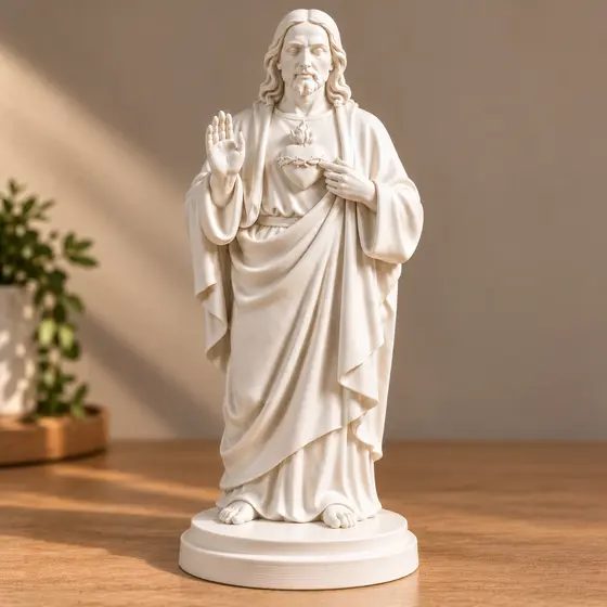 Imagem Sagrado Coração de Jesus 10cm 15cm Escultura Católica Altar Oratório Presente Religioso