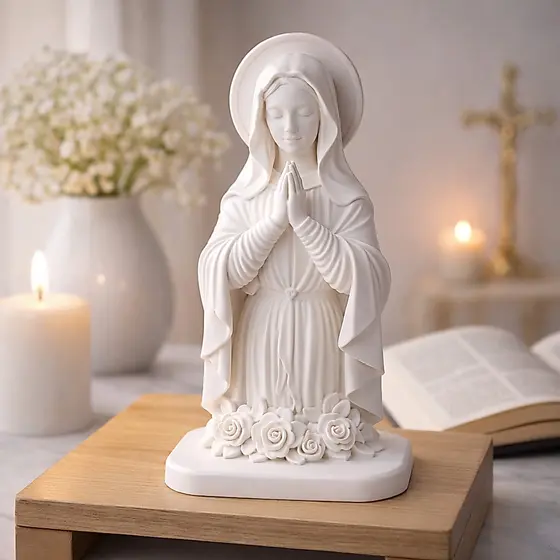 Escultura Nossa Senhora Rezando 15cm Decoração Religiosa Minimalista Presente Católico