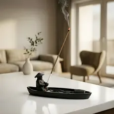 Porta Incenso Pescador Águas Calmas Decoração Zen Canoa Relaxamento  Decoração Calma e Minimalista