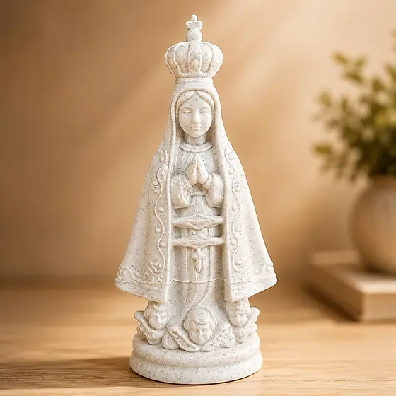 Imagem Nossa Senhora Aparecida Branca Católica Decoração Religiosa 15cm Presente Fé