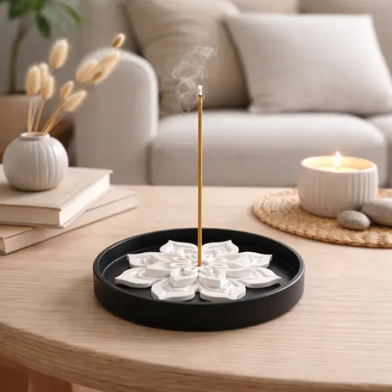 Incensário Lótus Zen Porta Incenso Decorativo Aromaterapia Relaxamento Energia Positiva Casa e Meditação