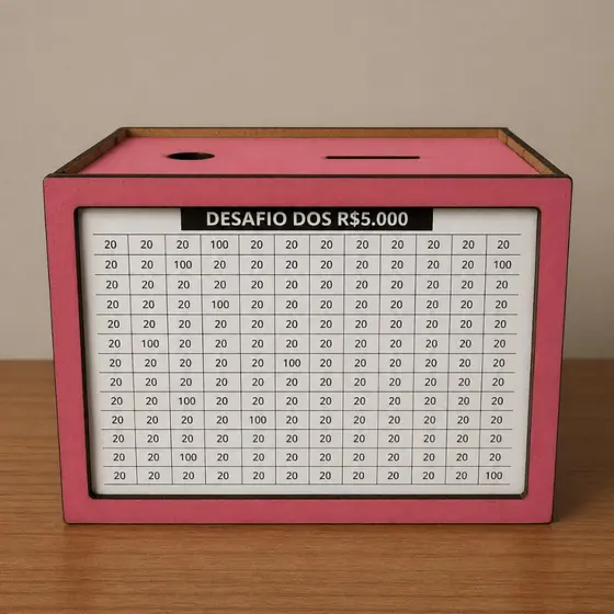 Caixa Cofre Desafio 10000 5000 1000 Woodbox Cofrinho Caixa de Dinheiro Poupança Cofre de Moedas