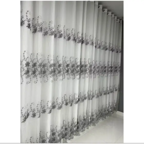 Cortina Para Sala Voil Bordado Com Forro de Microfibra Luxo 3,00lar x 2,80alt PROMOÇÃO