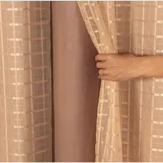 CORTINA 4,00 × 2,70 COM FORRO DE MICROFIBRA C/ Voil Xadrez