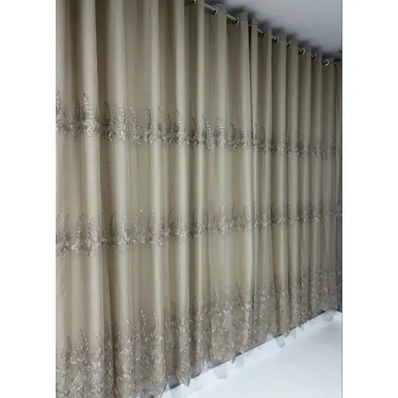 CORTINA VOAL BORDADA COM FORRO MICROFIBRA 4,00M × 2 70