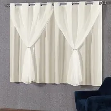 Cortina Blackout Blecaute com Voil Liso 2.80m x 1.70m, 1 Parte (1,40m x 1,80m)