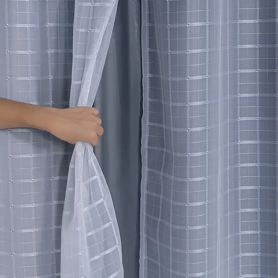 Cortina Blackout Pvc Voil Xadrez 2.00m x 1.40m Para Quarto, Sala e Escritório Bloqueia 100% da Luz