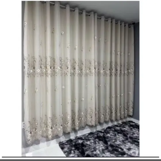 Cortina Bordada Com Forro de Microfibra Luxo 3,00m Largura X 2,80 Altura - OFERTA