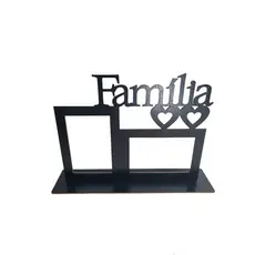 Porta Retrato Família Duas Fotos MDF Preto 10x15cm Decoração Quarto Sala Mesa Presente Moldura