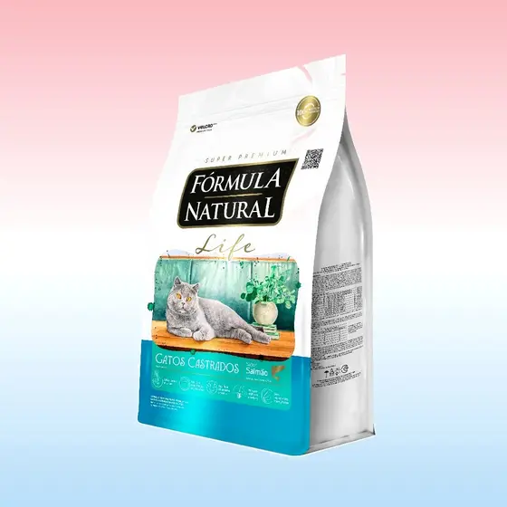Ração Seca Fórmula Natural Life Gatos Castrados Sabor Salmão 15 KG Adimax