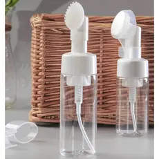 Frasco Pump Espumador Com Escova De Silicone Para Limpeza Facial Skin Care 120ml