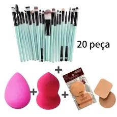 Kit de Pincel 20 + 2 Esponjas + 1 Kit esponja de Pó aleatório