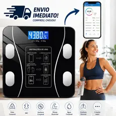 Balança Digital Banheiro Inteligente Medidor Bioimpedância Bluetooth Analisa Gordura Massa Muscular