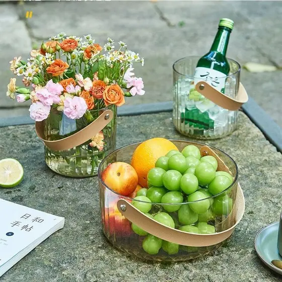 Balde de gelo acrílico ou vaso de flor multiuso com Alça  para piquenique mesa decorativo