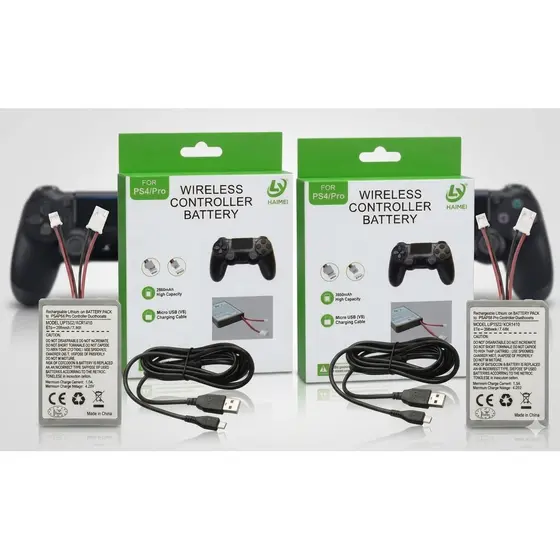 Kit 2 Baterias Controle PS4 E PS4 Pro Alta Capacidade 2000mAh + Cabo Micro USB V8