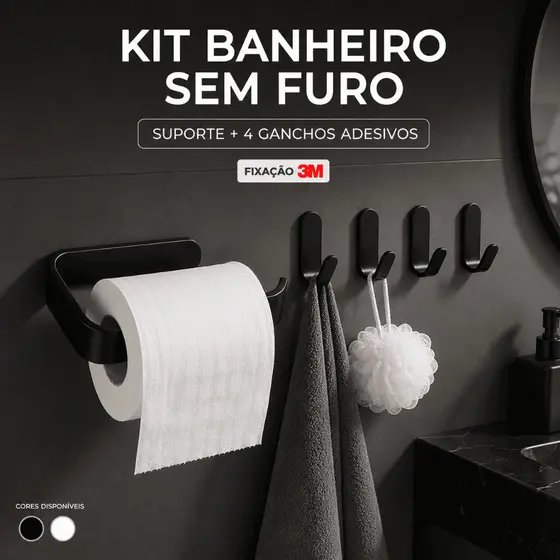 Kit Papel Higiênico para Banheiro Suporte Papel Higiênico