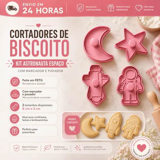 Kit Pasta Americana e Cortadores Cortador de Pasta Americana Cortador de Biscoito Kit Molde Biscuit Forma de Biscoito