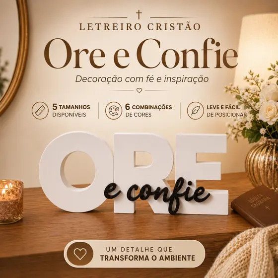 Penteadeira Decoração para Enfeite Ore e Confie Letreiro Quarto