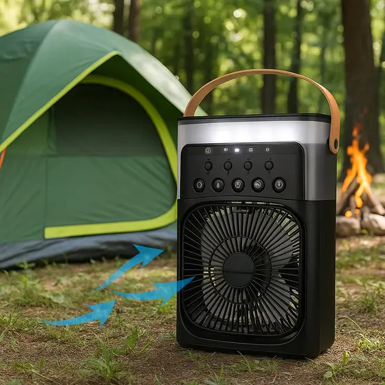 Climatizador Ventilador  LED Preto Umidificador Purificador Ar Condicionado Mini Refrigeração