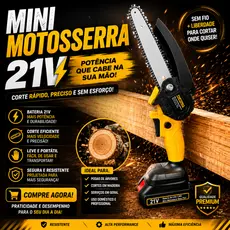 Mini Motosserra Elétrica 6 Bateria Recarregável Bivolt Portátil Podar Galhos Jardim Sem Fio Leve