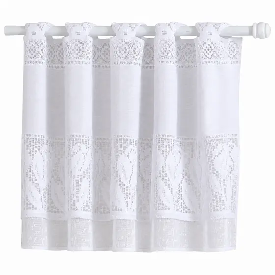 Cortina De Renda Para Cozinha 2,20x1,20 Rendada Sem Varão