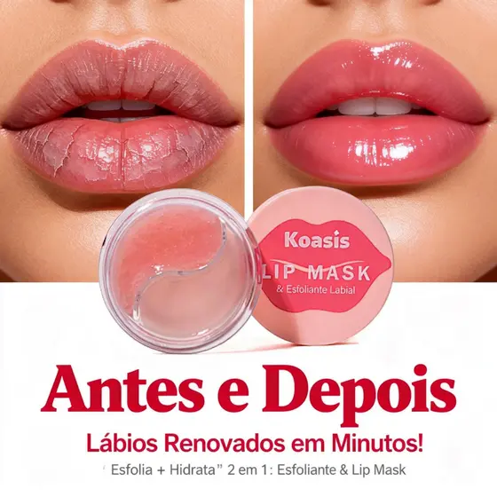 Koasis Lip Mask & Esfoliante Labial para Tratamento Completo Lábios Hidratados e Macios