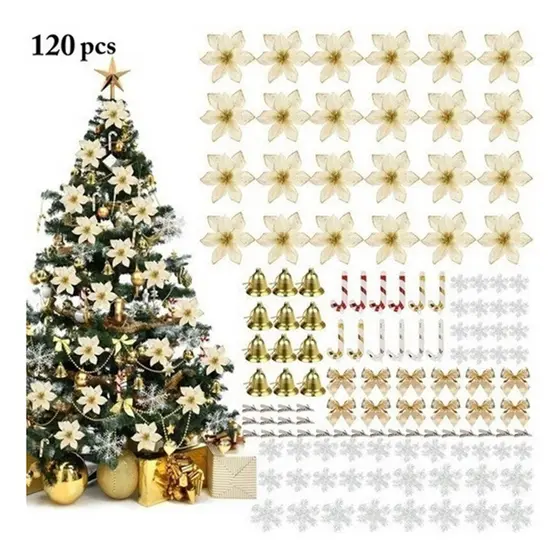 120Pcs Flores Natalinas Enfeites Artificial Arvore Natal Decorada