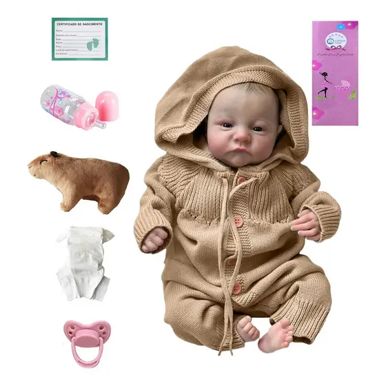 Bebê Bonecas Gêmeas Reborn Boneca Silicone Pintado Realista 46cm Original