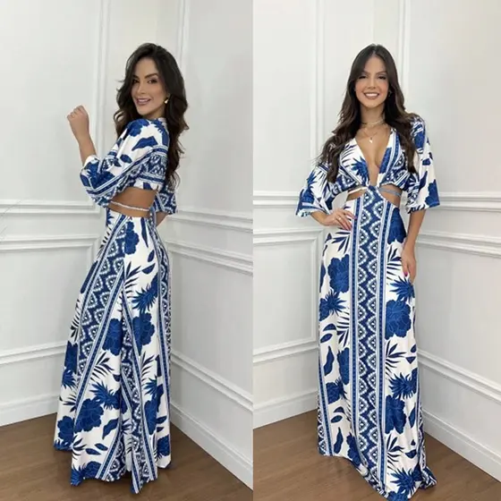 Vestido longo feminino elegante com Decote em V,Vestido de praia de férias