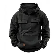 Moletom Blusa De Frio Com Capuz Blusão De Meio Ziper