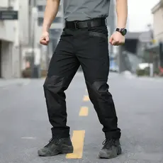 Calça Cargo Trilha Outdoor Masculina Preto Calça Tática à Prova de Vento e Água com Bolsos Múltiplos