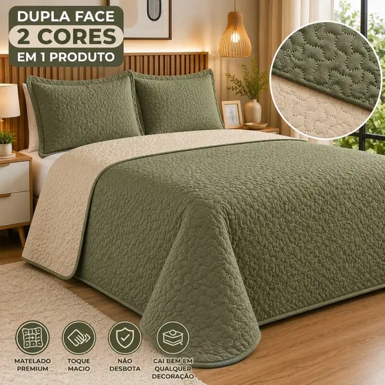 Kit Cobre Leito Dupla face Casal Queen Aconchegante 2,60x2,40 – Toque Suave e Sofisticado