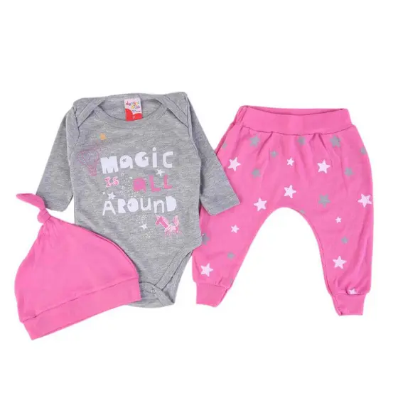 Conjunto Bebê Menina Tamanho Grande Estampa Magic - 03 Peças