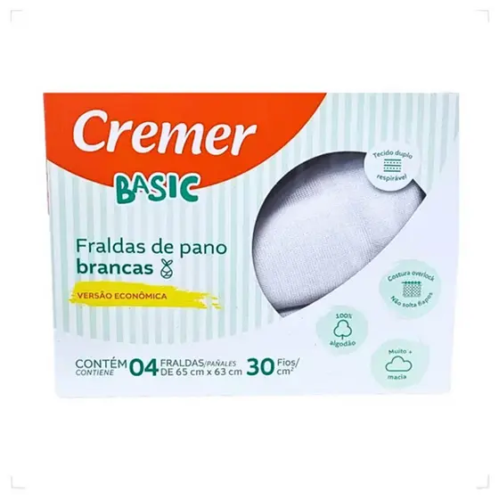 Kit Fralda De Pano Cremer Basic - 04 Peças