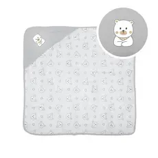 Toalha De Banho Bebê Bublim Com Capuz Forrada 68cmX68cm  Cinza