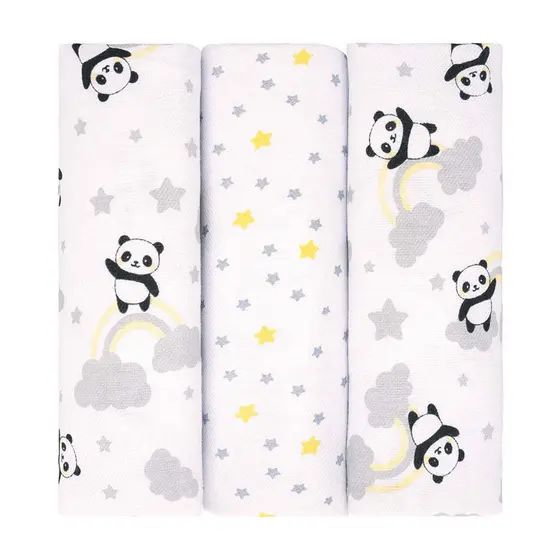 Kit Cueiro Incomfral Bublim Rolinho Estampa Panda - 3 Peças 1,00mX80cm