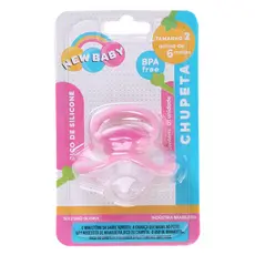 Chupeta Bebê New Baby Bico Silicone Assimétrico Lisa Fase 2 Rosa