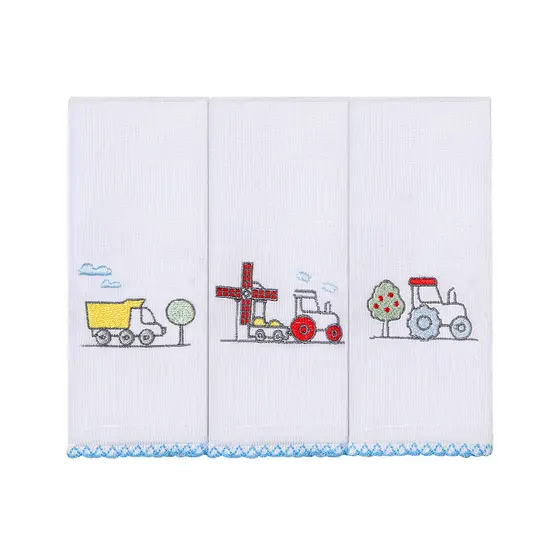 Kit Pano De Boca Bordados Papi Trator - 3 Peças